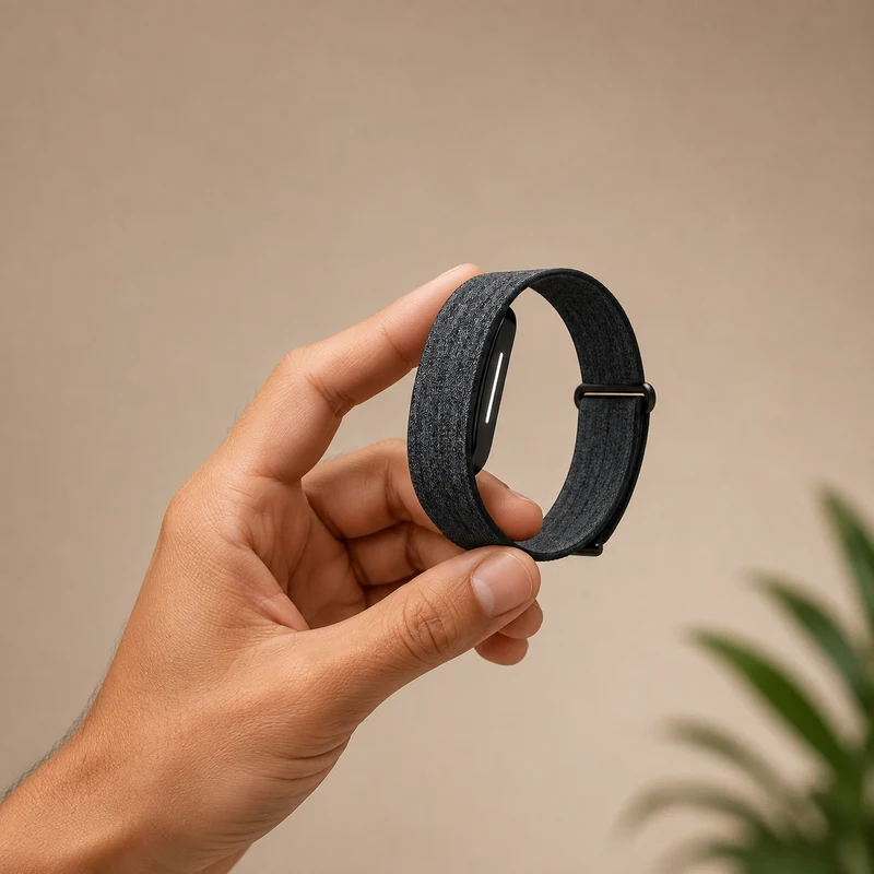 Hume Band 2.0 wearable held in a hand
